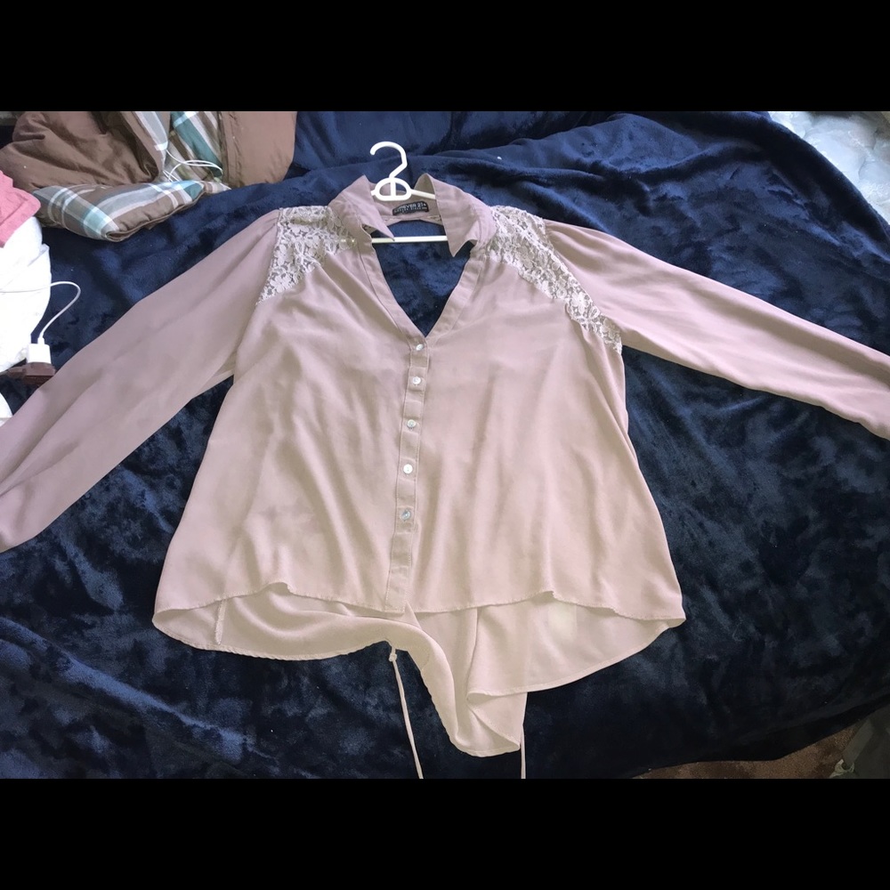Forever 21+ Mauve Button Down Blouse w/ Cutout